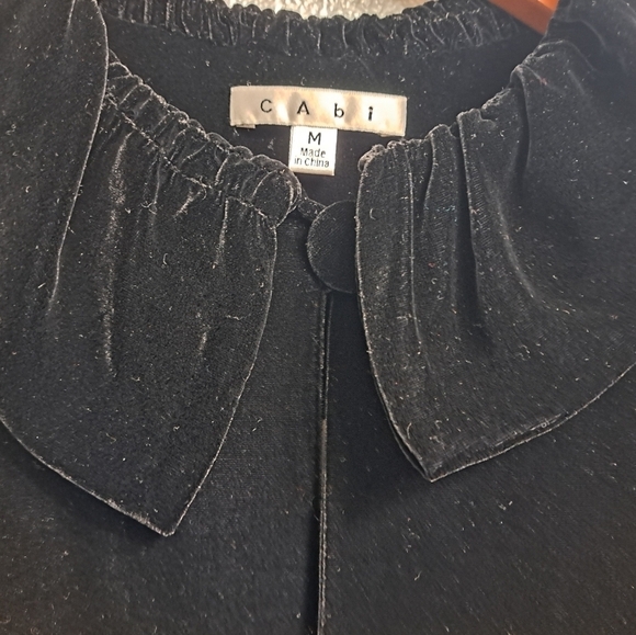 CAbI Black Velvet/Silk Blend Jacket With Balloon Sleeves Size M - Picture 10 of 13